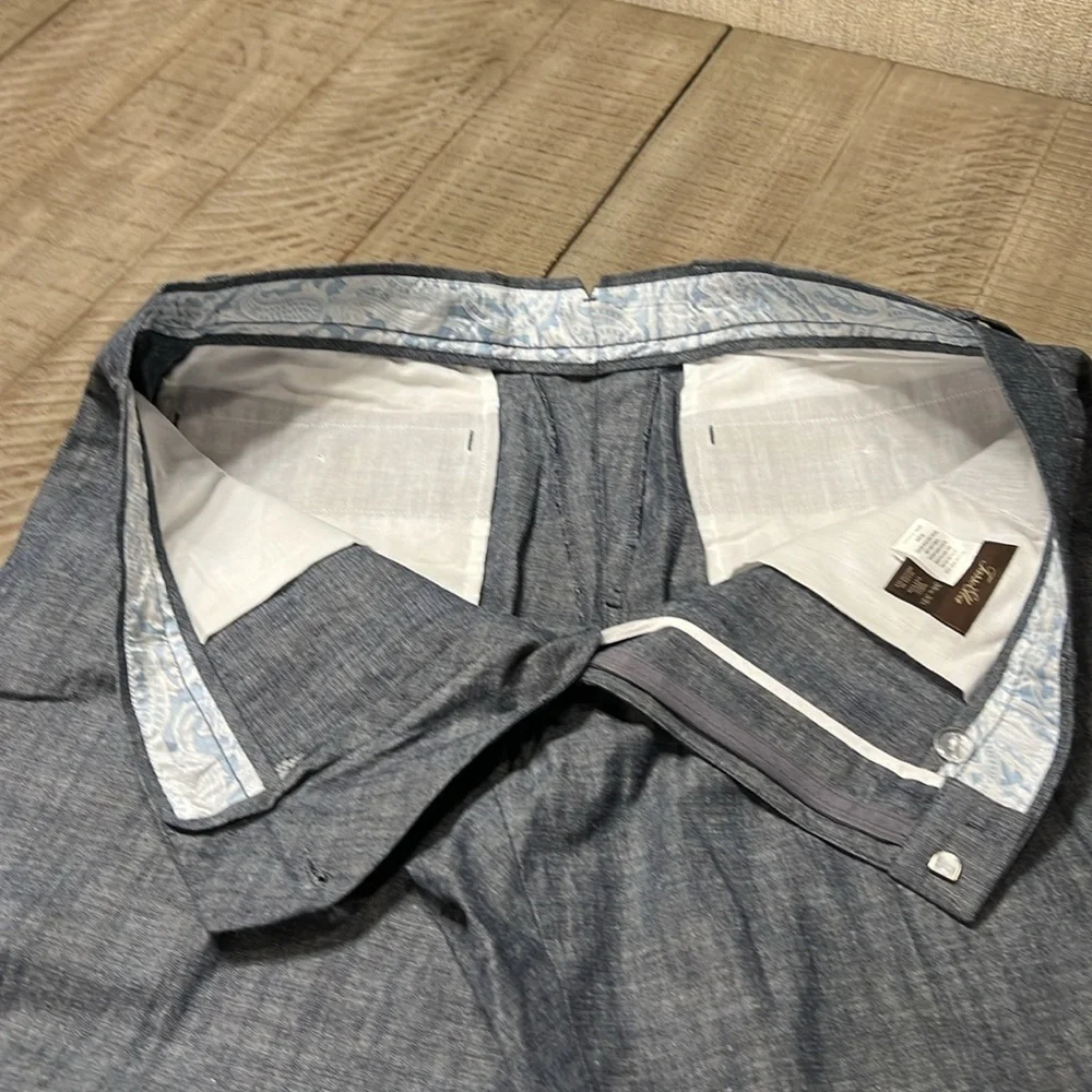 Tasso Elba men’s like new linen chambray zipper flat front pants 36W x 32 L